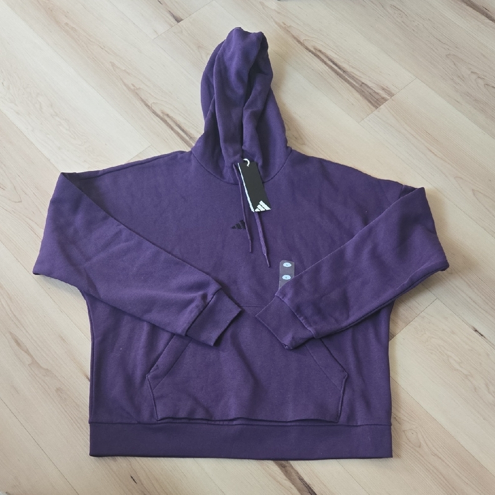 NWT Women's adidas Hoodie Sweatshirt, Plum/Black, Size Large
